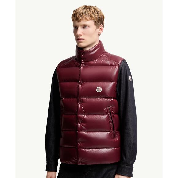 Moncler Men's Tibb Down Vest in burgundy Nylon Size 4/ XL - Picture 15 of 16